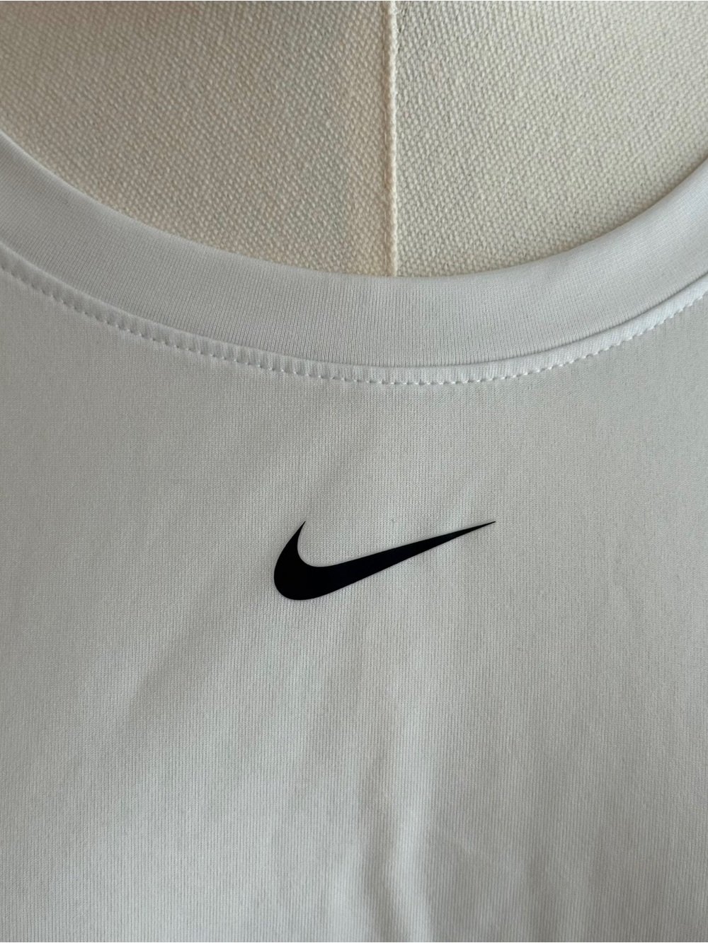 Nike White Cropped Crew T-Shirt with Black Swoosh - Picture 2 of 6